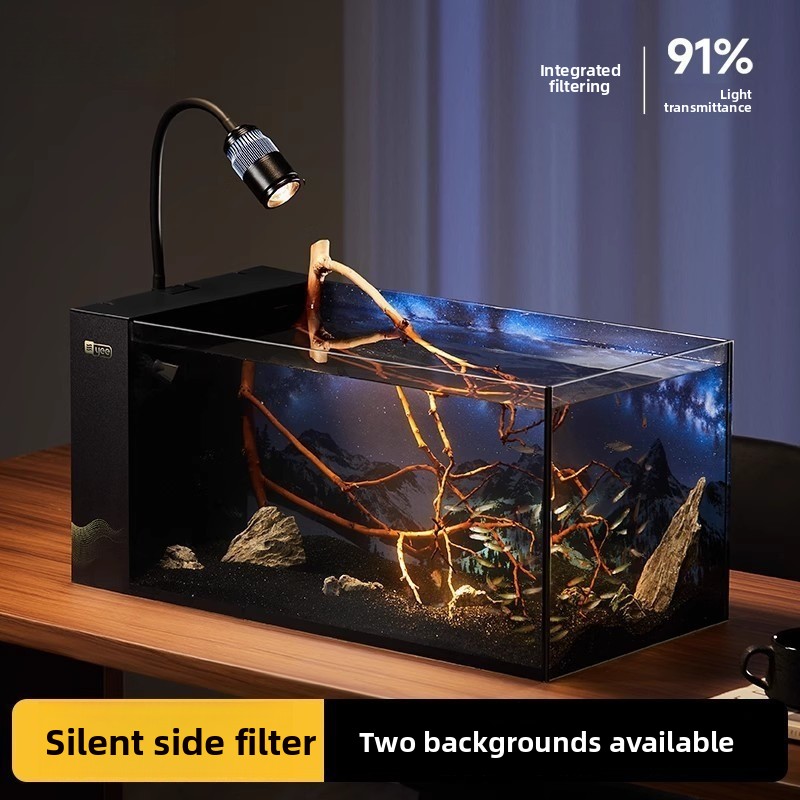 All Fish In Aquarium - Yan Filtreli Süper Şeffaf Cam Masaüstü