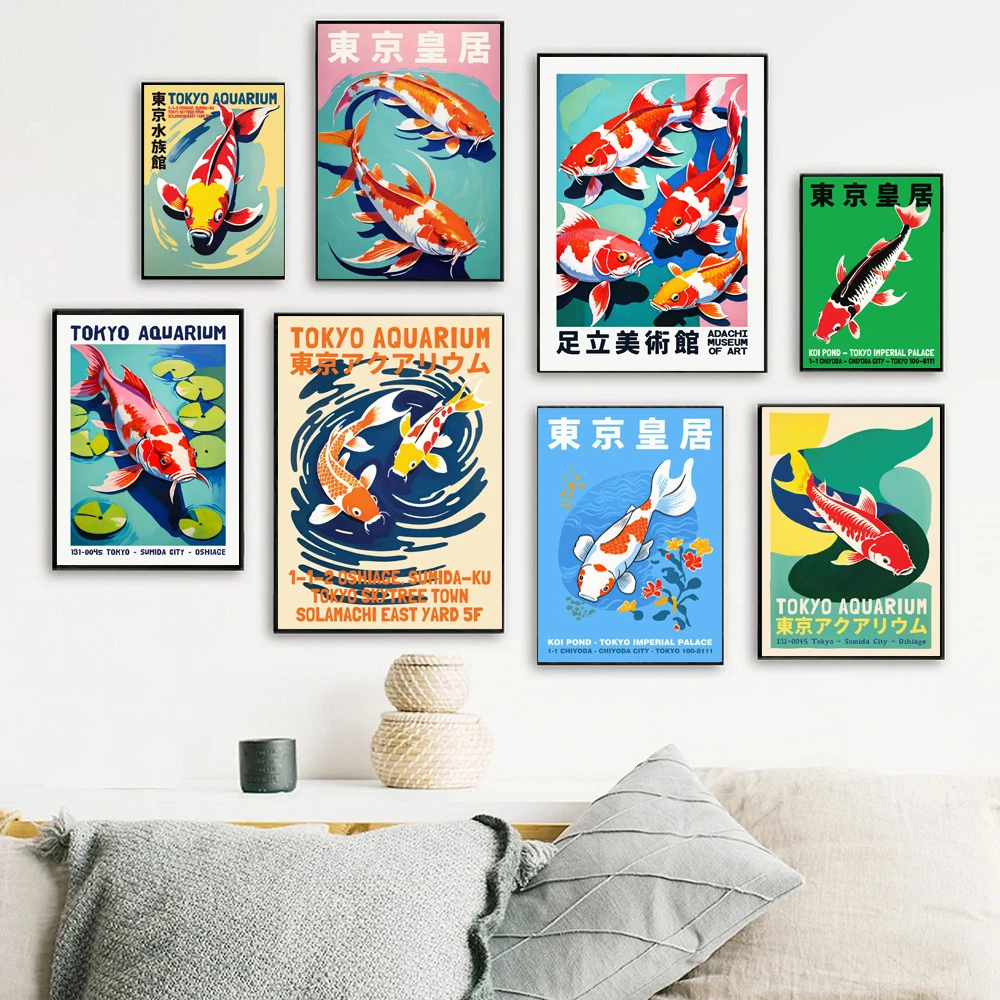 Retro Soyut Karikatür Japon Ak - Aquarium Fish Poster incelemesi ve fiyatı