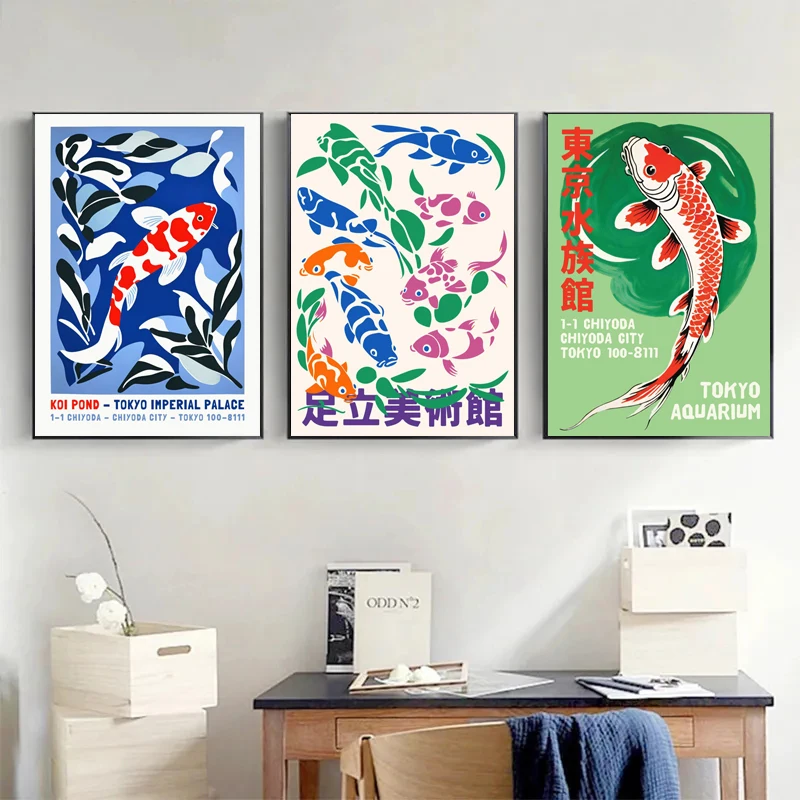 Retro Soyut Karikatür Japon Ak - Aquarium Fish Poster incelemesi ve fiyatı